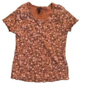 Art Class Ribbed Floral Pattern Top Girls L (10-12)